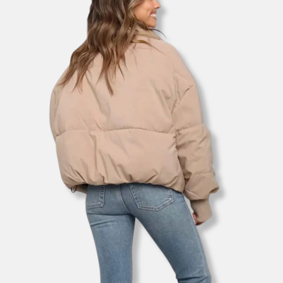 Women's puffer jacket – Oversized fit – Ribbed trims – Zip fastening – Stand-up collar - Image 3