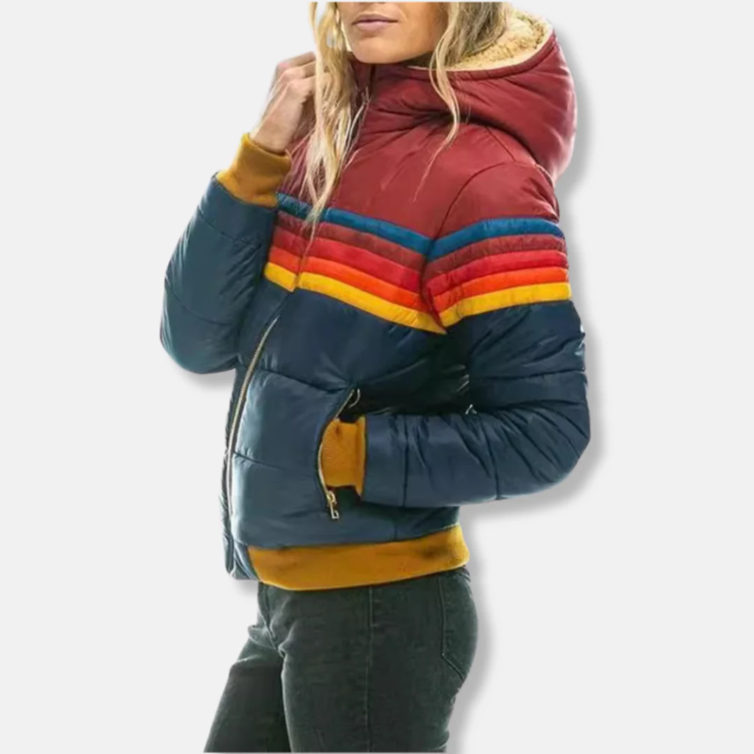 Women's Puffer Jacket – Slim Fit – Padded – High Collar – Ribbed Edges - Image 2