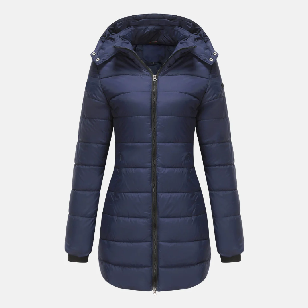 Women's Puffer Jacket – Lined – Removable Hood – Ribbed Cuffs – Mid-Length Fit - Image 2