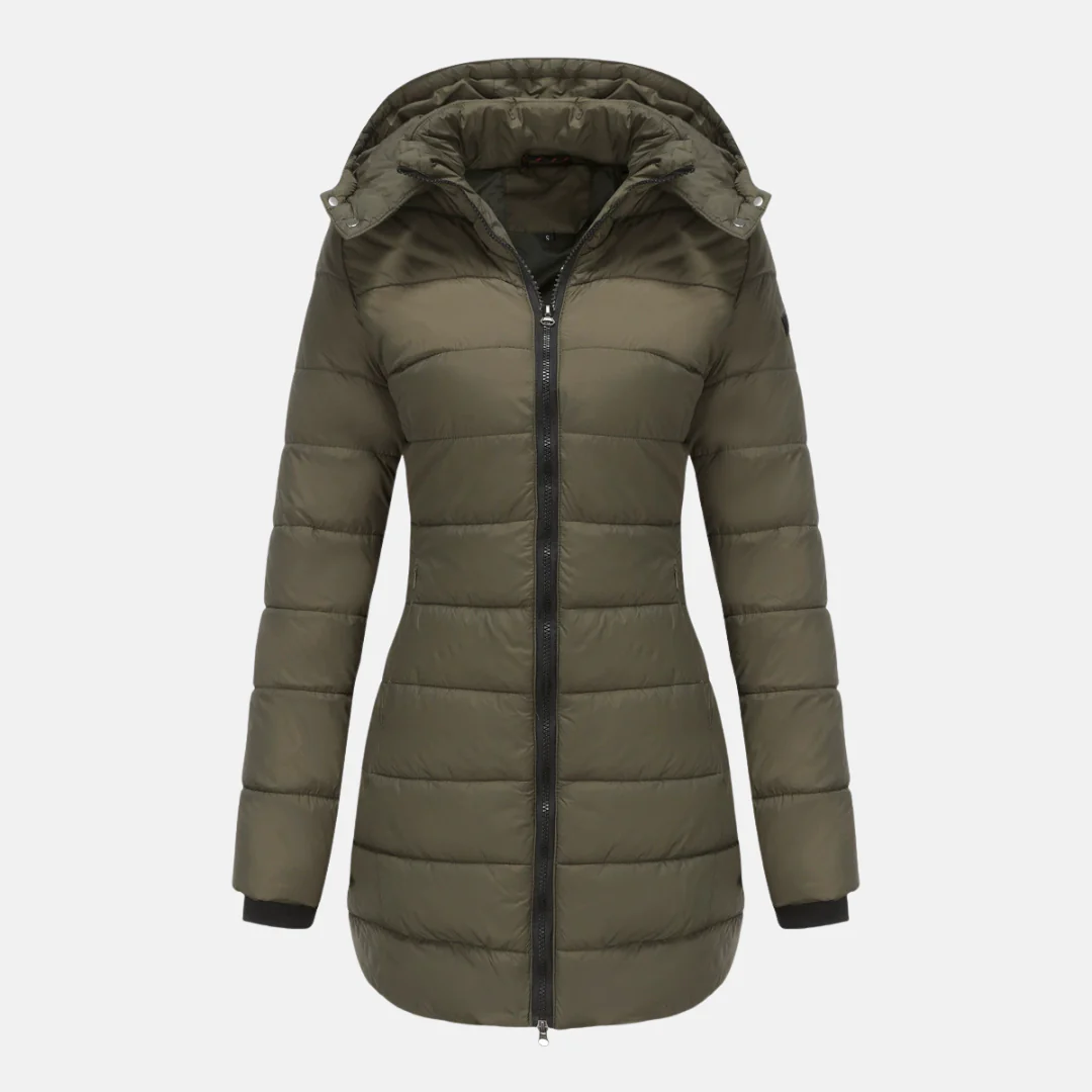 Women's Puffer Jacket – Lined – Removable Hood – Ribbed Cuffs – Mid-Length Fit - Image 3