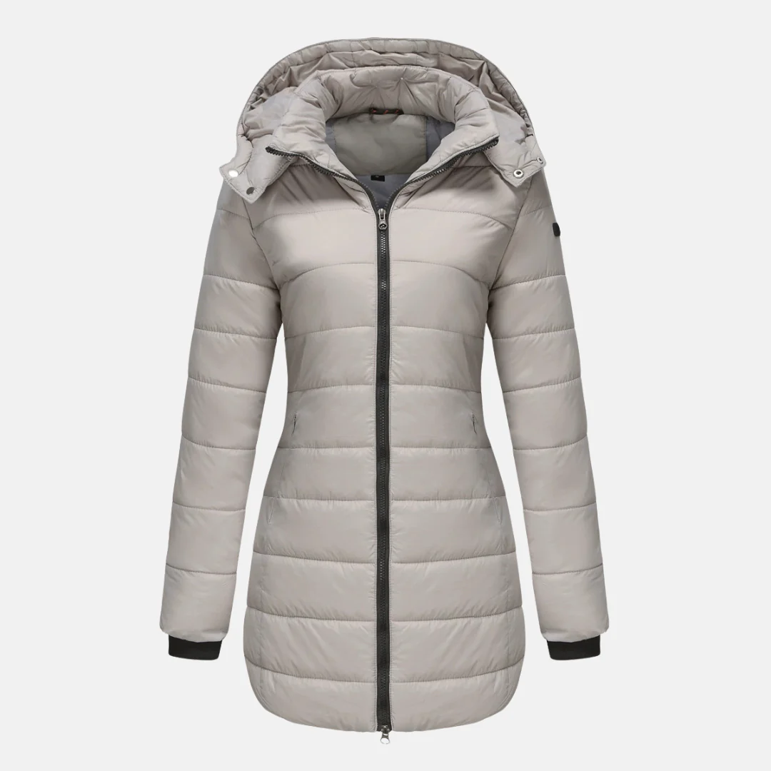 Women's Puffer Jacket – Lined – Removable Hood – Ribbed Cuffs – Mid-Length Fit - Image 4