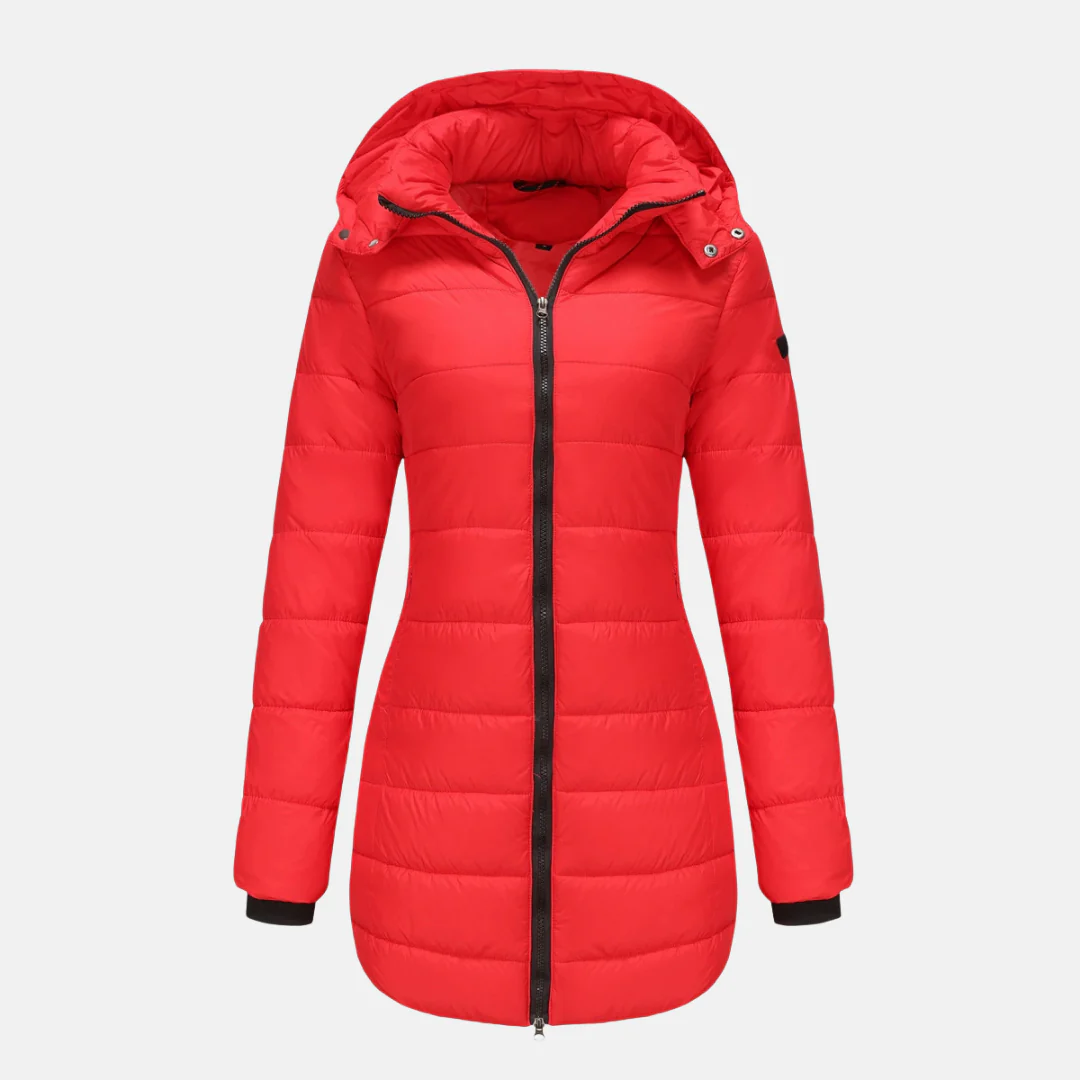 Women's Puffer Jacket – Lined – Removable Hood – Ribbed Cuffs – Mid-Length Fit - Image 7