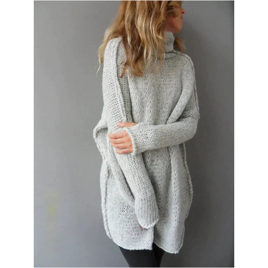 Women's Pullover – Oversized Fit – Chunky Knit – Turtleneck – Dropped Shoulder - Image 2