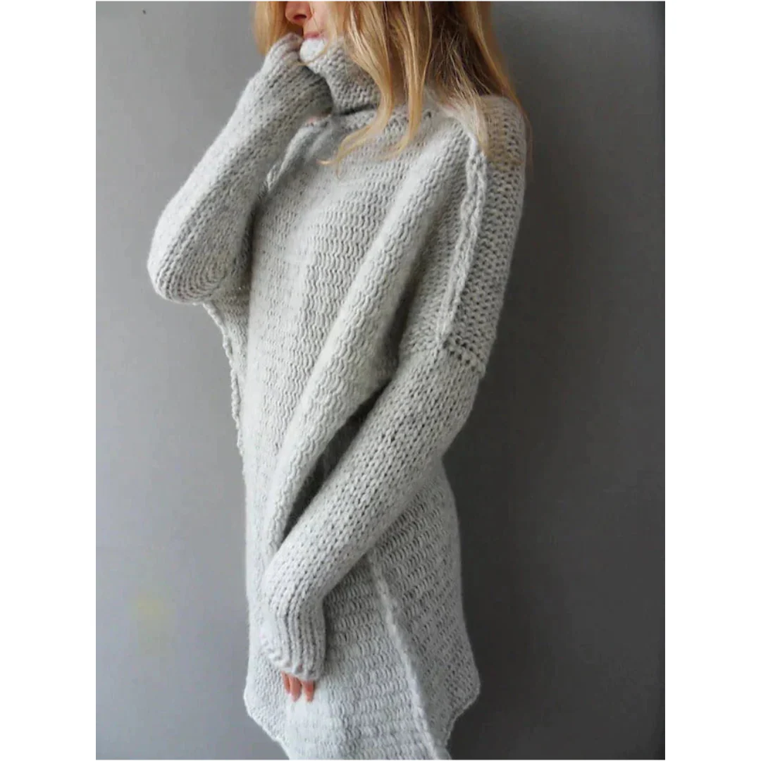 Women's Pullover – Oversized Fit – Chunky Knit – Turtleneck – Dropped Shoulder - Image 3