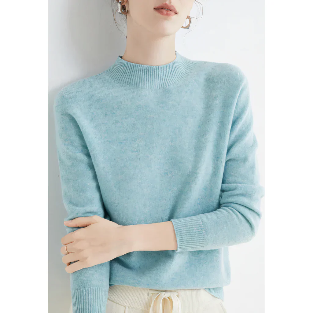 Women's Pullover Sweater – Wool – Relaxed Fit – Long Sleeves – Ribbed Round Neck - Image 2