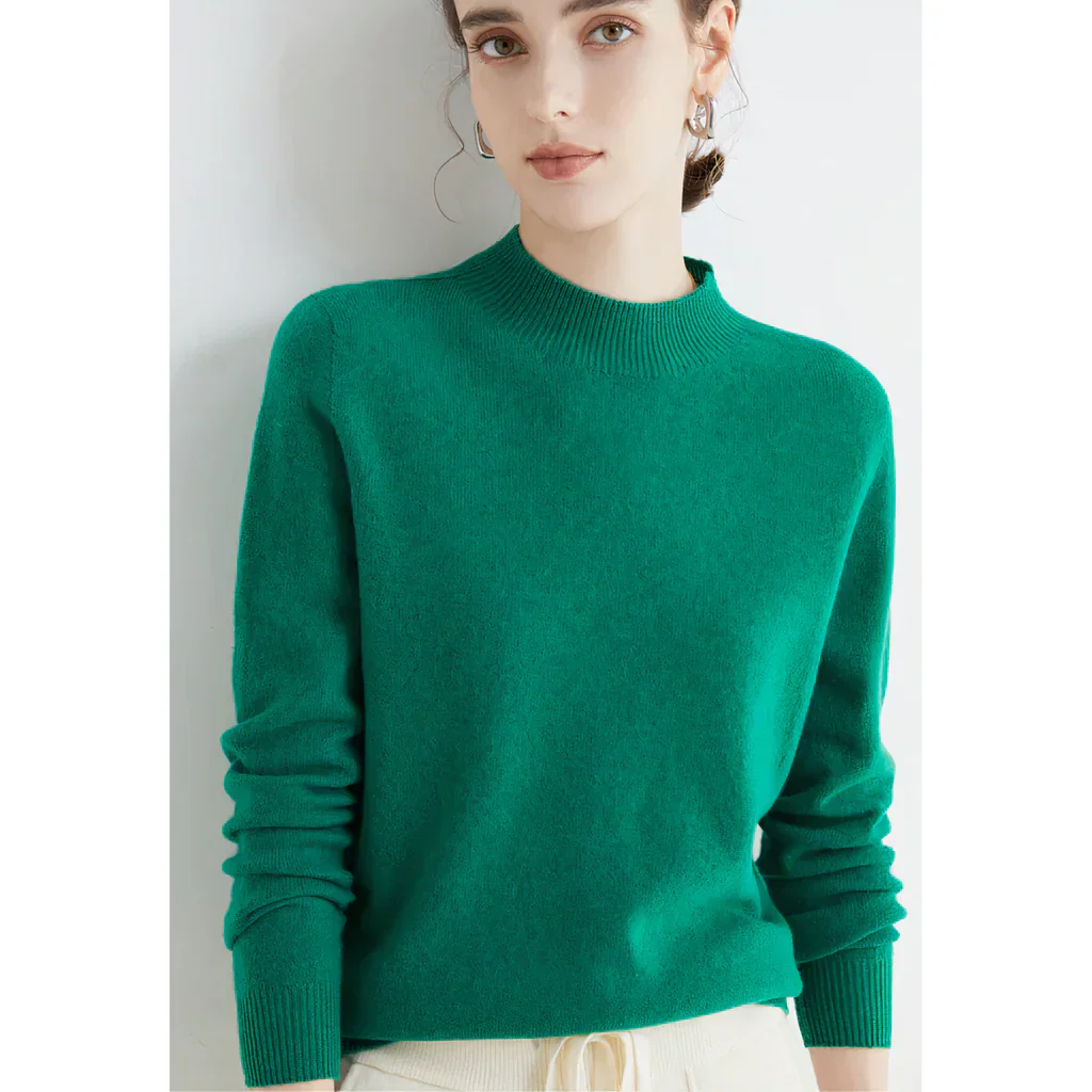 Women's Pullover Sweater – Wool – Relaxed Fit – Long Sleeves – Ribbed Round Neck - Image 3