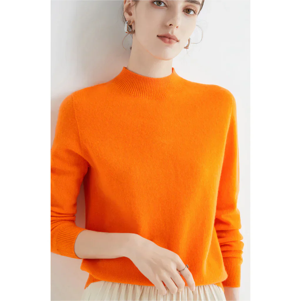Women's Pullover Sweater – Wool – Relaxed Fit – Long Sleeves – Ribbed Round Neck - Image 4