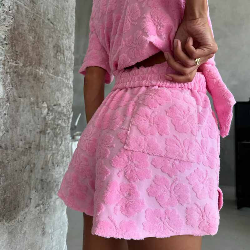 Ladies Pyjama Set – Relaxed Fit – Button-Closure Shirt – Elastic Shorts – Soft Knit - Image 4