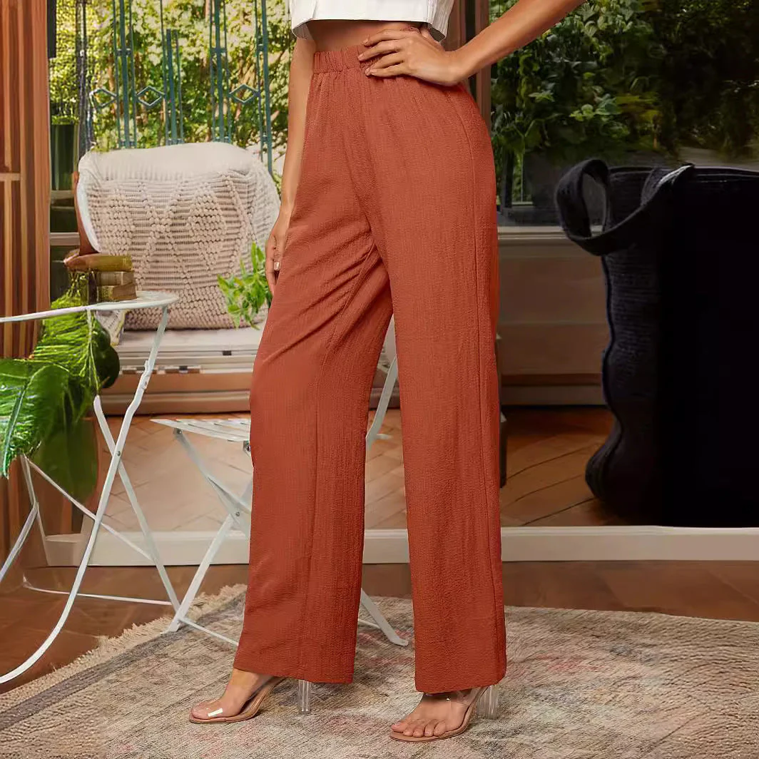 Ladies straight trousers – Relaxed fit – Elastic waist – Breathable fabric – Full length - Image 4