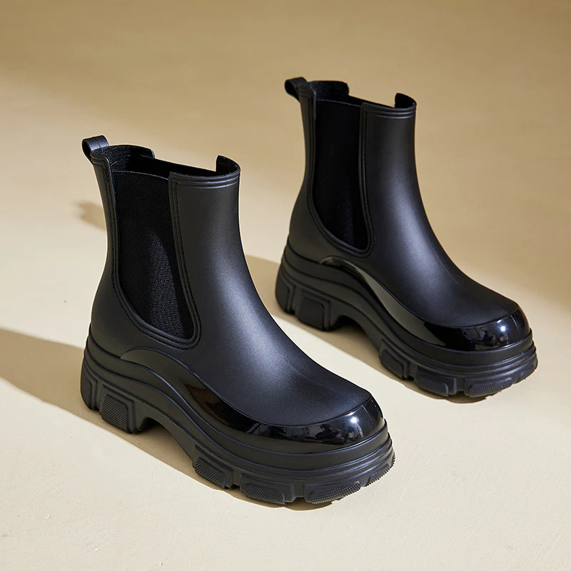 Ladies Short Rain Boots – Waterproof – Slip-On With Elastic – Anti-Slip Sole - Image 3