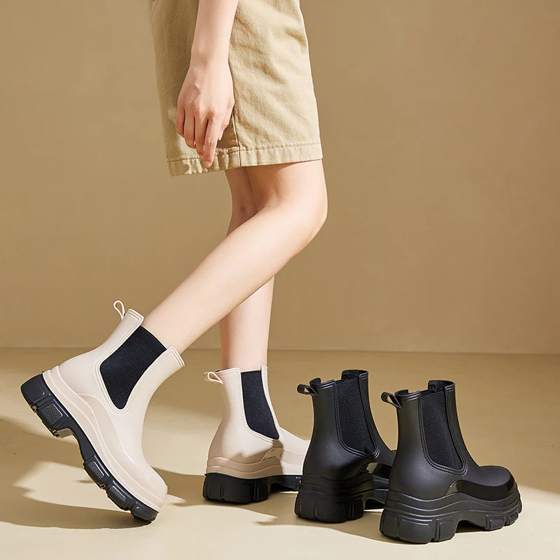 Ladies Short Rain Boots – Waterproof – Slip-On With Elastic – Anti-Slip Sole - Image 5