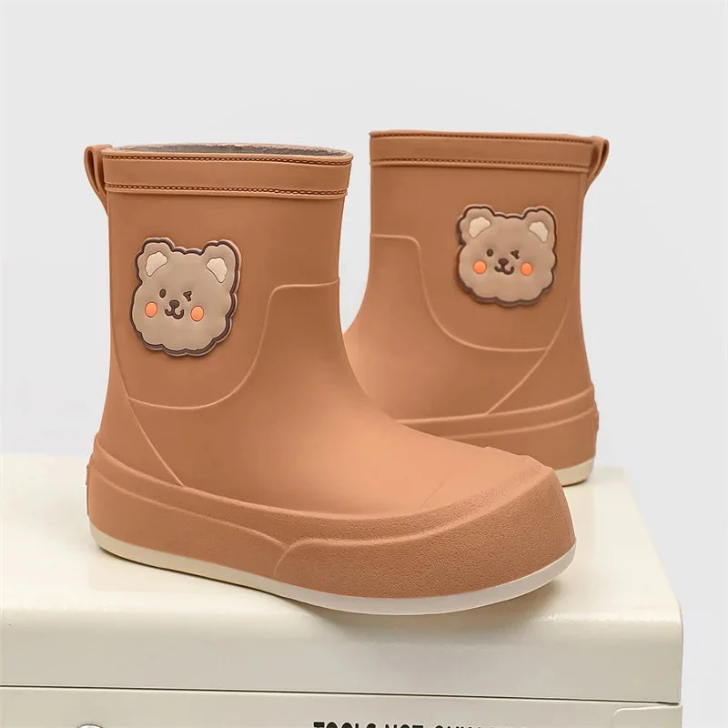 Women's Rain Boots – Rubber – Ankle Length – Bear Motif – Easy To Put On - Image 4