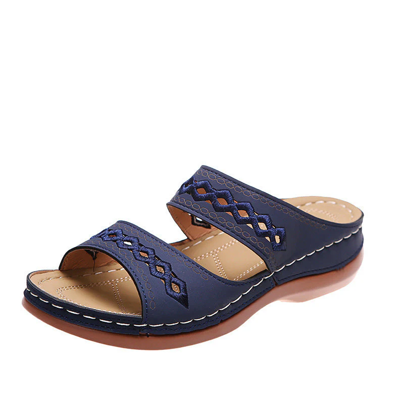 Ladies sandals β Slip-on comfort β Wide fit β Retro cut-out design β Stitched straps - Image 6