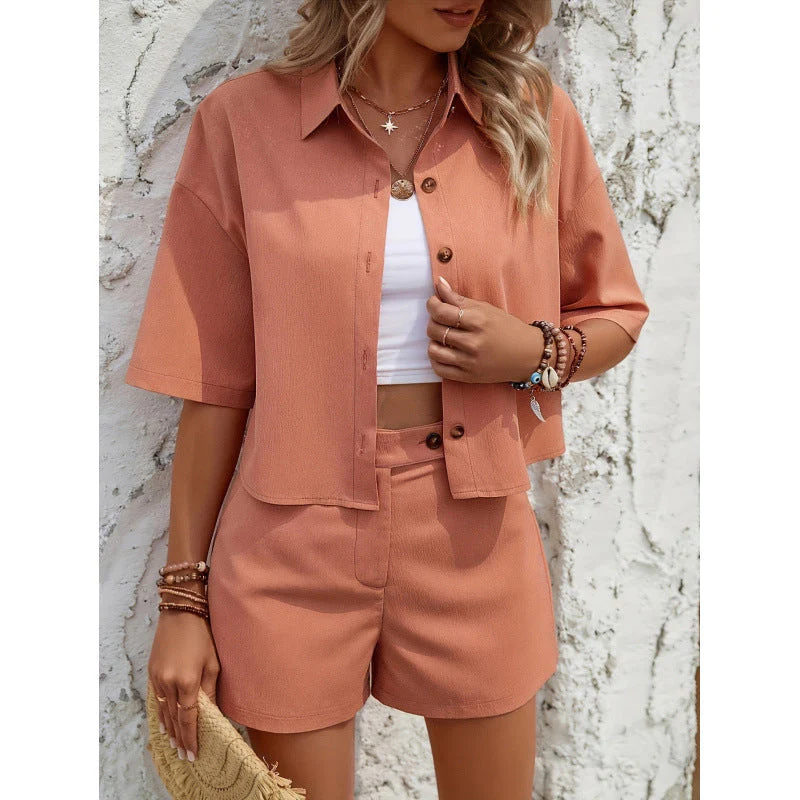 Women's Set With Shirt And Shorts – Relaxed Fit – Breathable – Casual Style - Image 2