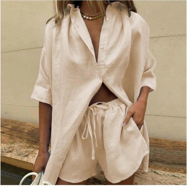 Women's Set of Blouse and Shorts – Oversized Fit – Breathable – Casual Comfort - Image 11