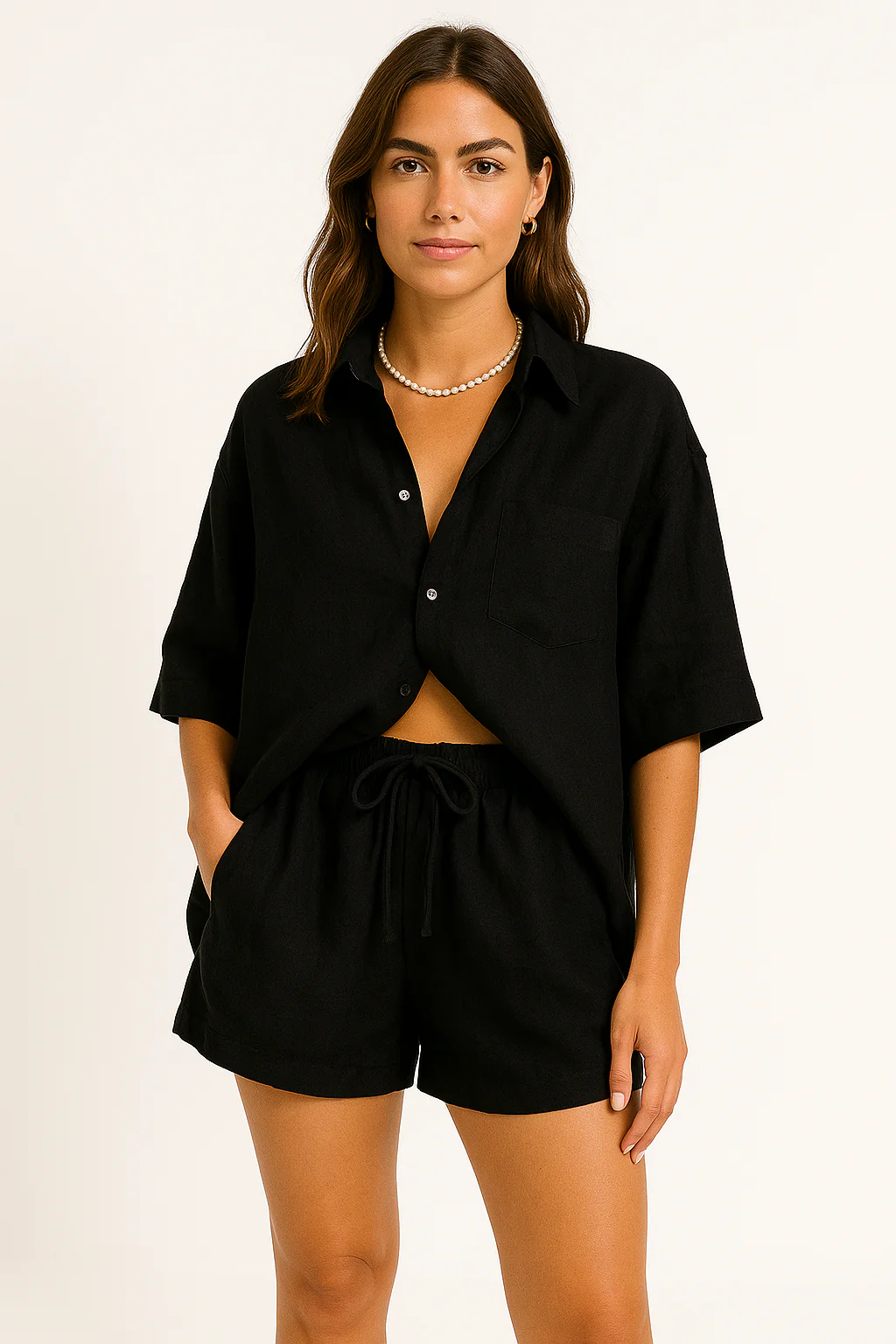 Women's Set of Blouse and Shorts – Oversized Fit – Breathable – Casual Comfort - Image 2