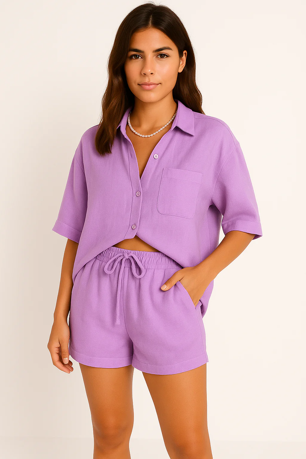 Women's Set of Blouse and Shorts – Oversized Fit – Breathable – Casual Comfort - Image 4