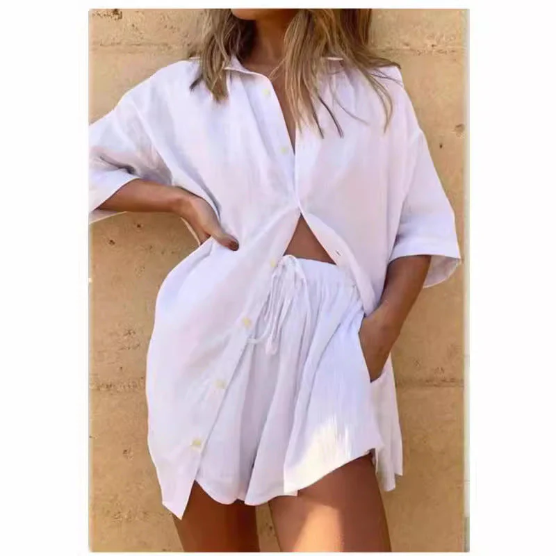 Women's Set of Blouse and Shorts – Oversized Fit – Breathable – Casual Comfort - Image 8