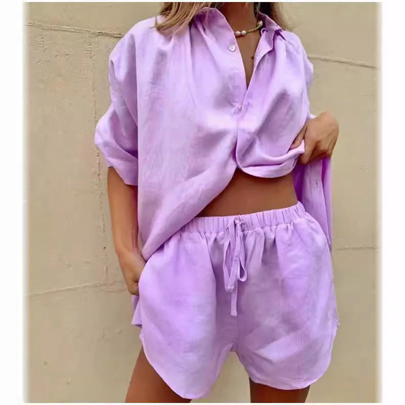 Women's Set of Blouse and Shorts – Oversized Fit – Breathable – Casual Comfort - Image 9