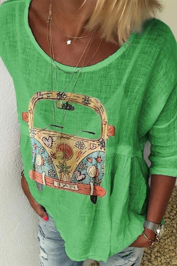 Women's Shirt – Relaxed Fit – Round Neck – Half-length Sleeve – Bohemian Print - Image 3