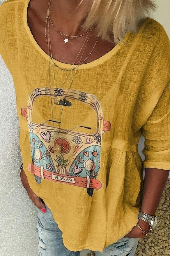 Women's Shirt – Relaxed Fit – Round Neck – Half-length Sleeve – Bohemian Print - Image 4