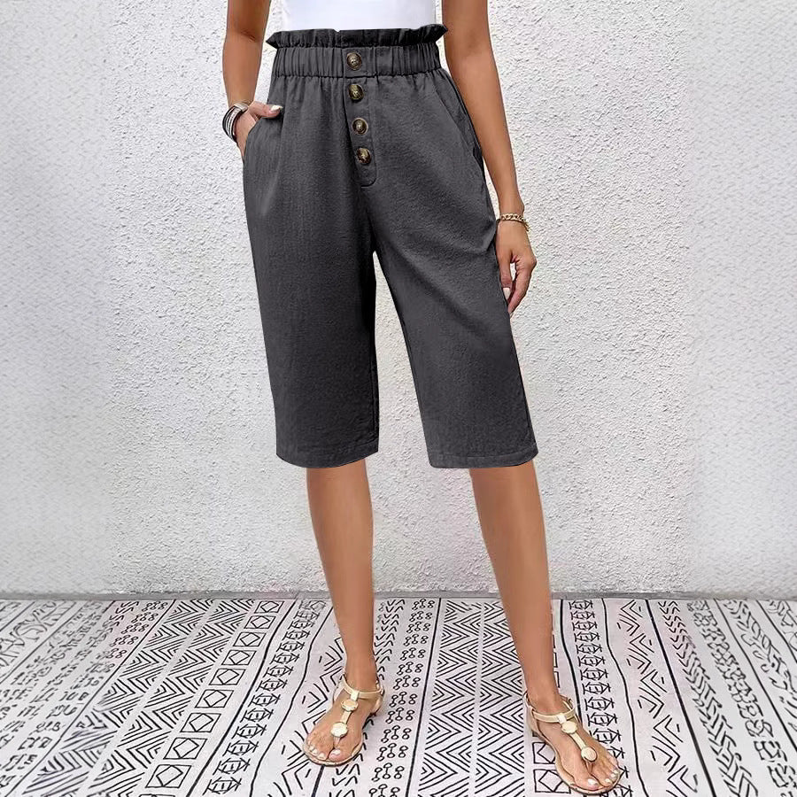 Women's Shorts – High Waist Paperbag – Relaxed Fit – Breathable Natural Fabric - Image 2