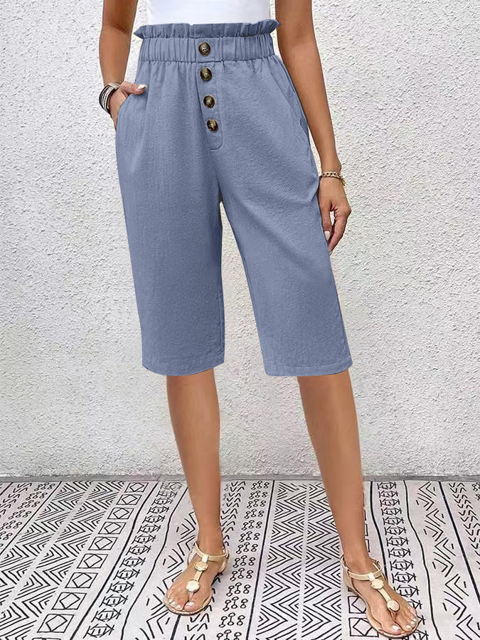 Women's Shorts – High Waist Paperbag – Relaxed Fit – Breathable Natural Fabric - Image 4