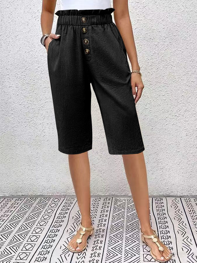 Women's Shorts – High Waist Paperbag – Relaxed Fit – Breathable Natural Fabric - Image 5