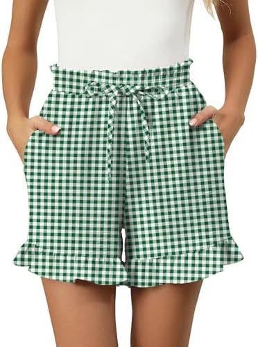 Women's Shorts – Relaxed Fit – Ruffle Hem – Elastic Waist with Drawstring – Breathable Design - Image 5