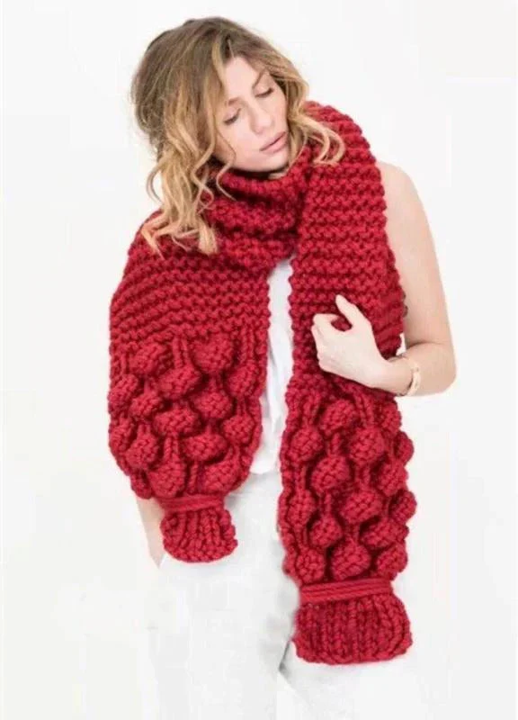 Women's Scarf – Oversized Knit – Wool Mix – Cable Pattern – Textured Look - Image 3