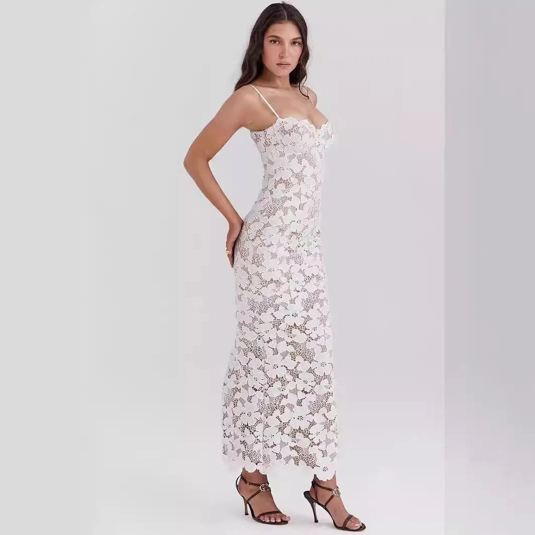 Women's Slip Dress – Lace Fabric – Slim Fit – Sweetheart Neckline – Maxi Elegant Model - Image 2