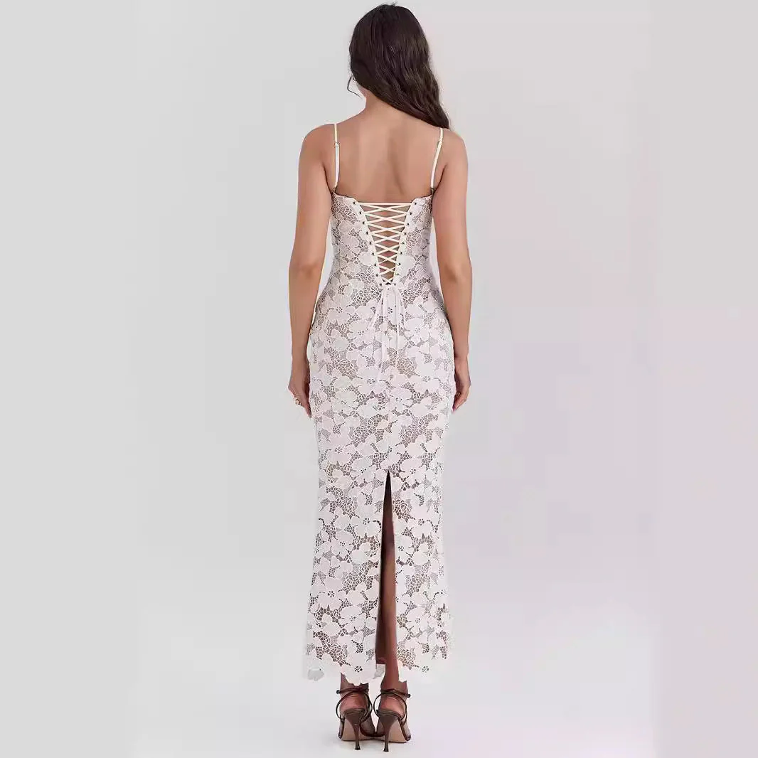 Women's Slip Dress – Lace Fabric – Slim Fit – Sweetheart Neckline – Maxi Elegant Model - Image 3