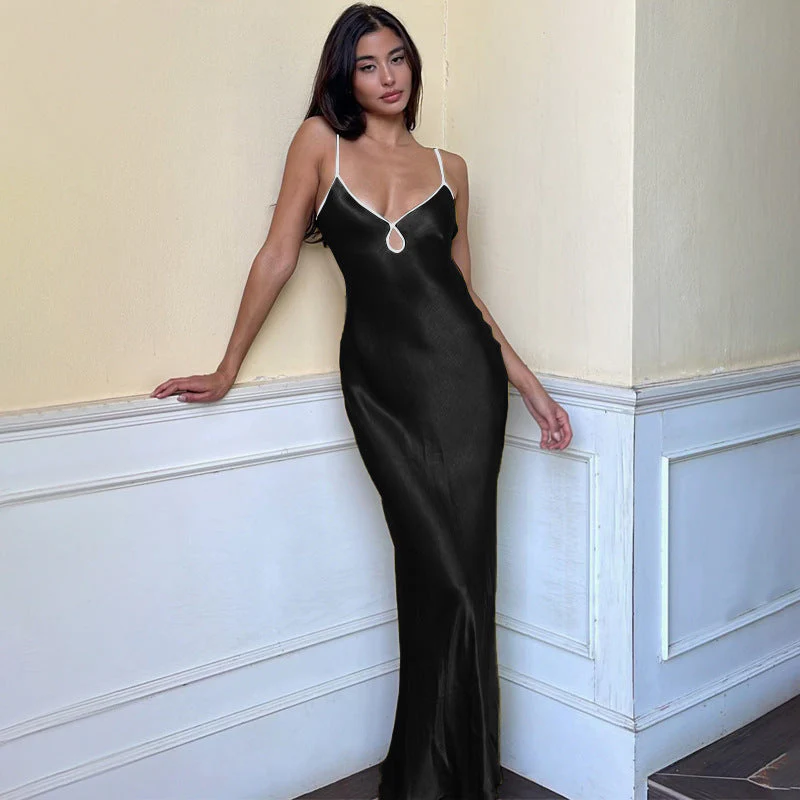 Ladies Slipdress – Luxurious Shiny Fabric – Slim Fit – Spaghetti Straps – Backless Design - Image 3