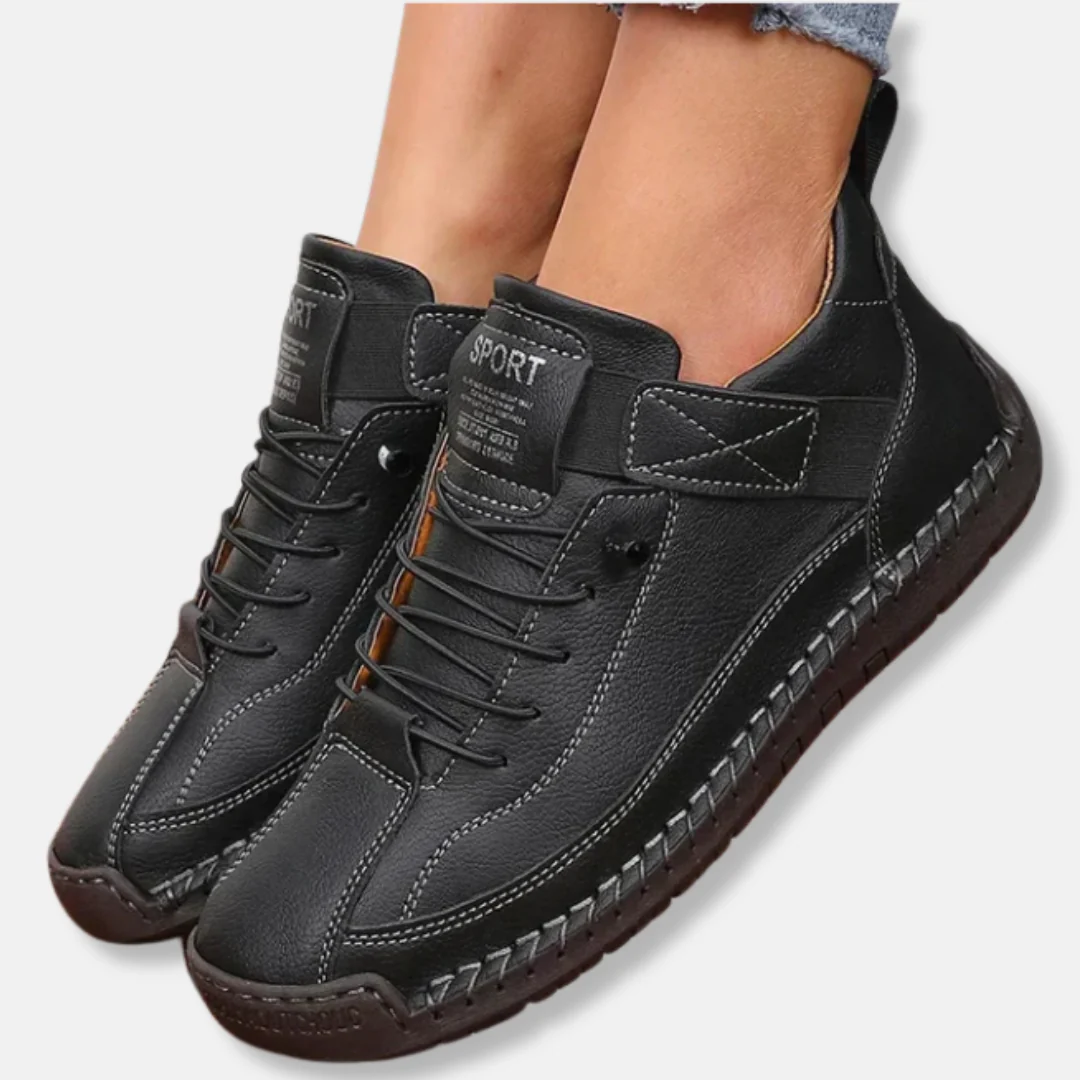 Women's Sneakers – Leather Look – Anti-Slip Sole – Lace-Up Closure – Comfort Fit - Image 2