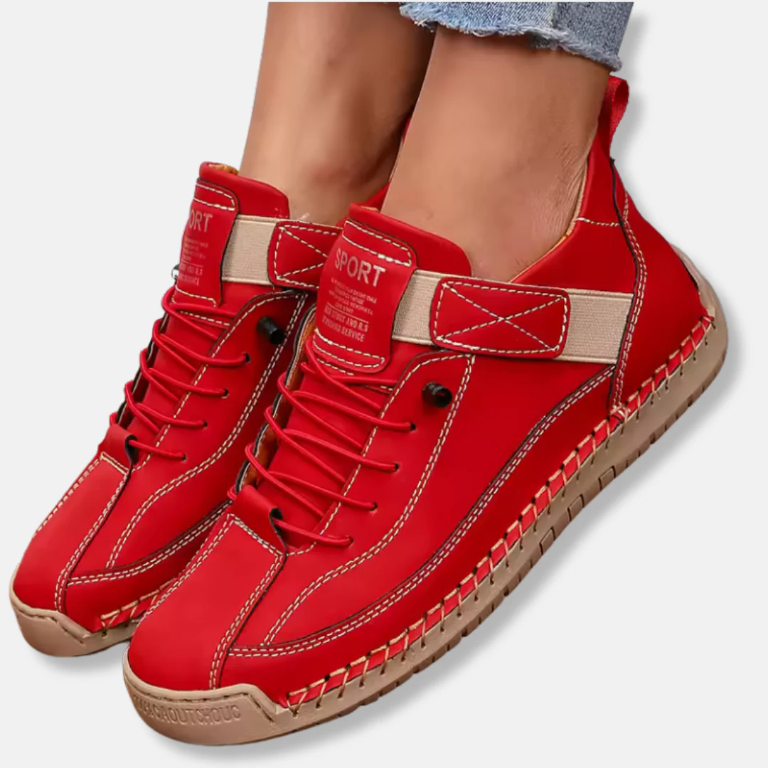 Women's Sneakers – Leather Look – Anti-Slip Sole – Lace-Up Closure – Comfort Fit - Image 4
