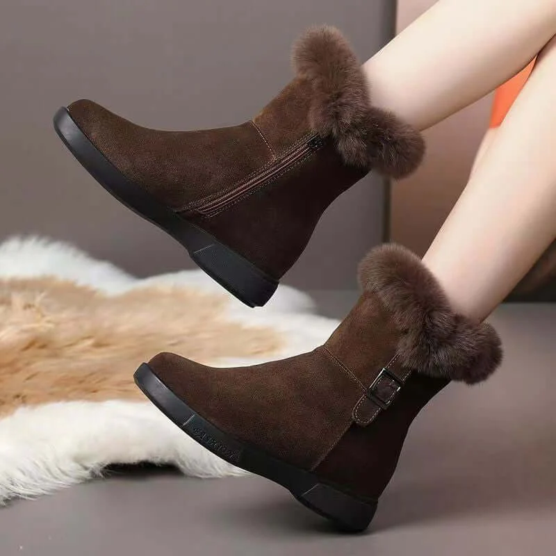 Women's Snowboots – Water-repellent – Faux Fur – Grip Sole – Zipper – Buckle - Image 2