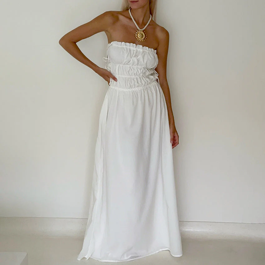 Ladies Strapless Dress – A-Line Fit – Adjustable Waist – Full-Length Elegance - Image 2