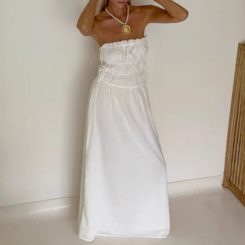 Ladies Strapless Dress – A-Line Fit – Adjustable Waist – Full-Length Elegance - Image 4
