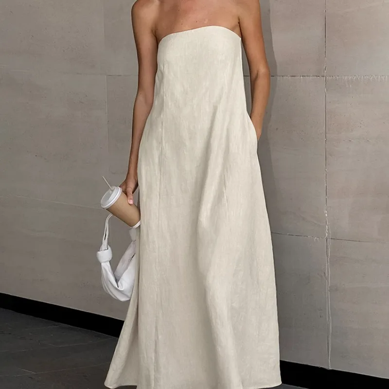 Ladies Strapless Dress – Relaxed Fit – Naturally Breathable – Maxi Length Backless - Image 3