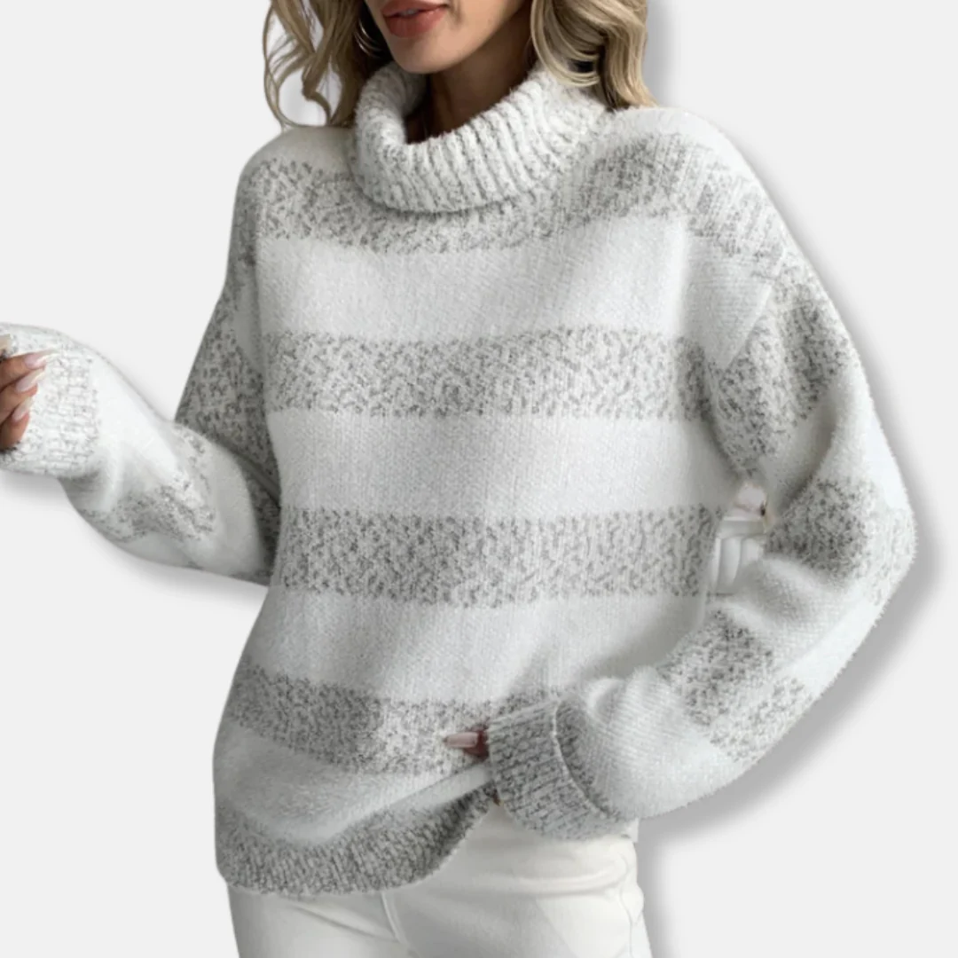 Women's Sweater – Loose Fit – Soft Knit Fabric – Ribbed Collar and cuffs - Image 3