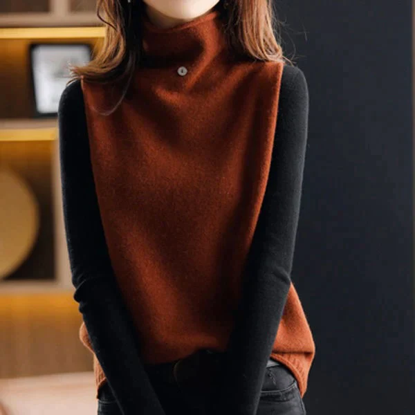 Ladies Sweater Vest – Wool Look – Relaxed Fit – Turtleneck – Knee Length - Image 6