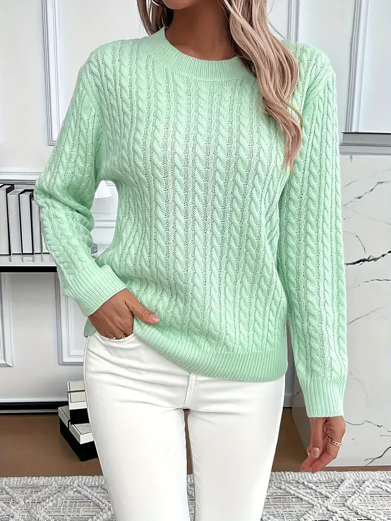 Women's Sweatshirt – Classic Fit – Cable Knit – Woollook – Long Sleeves - Image 2