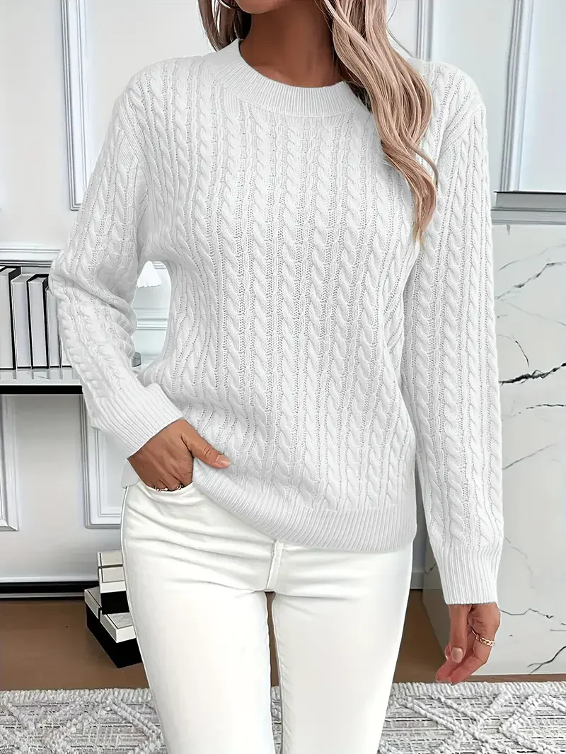 Women's Sweatshirt – Classic Fit – Cable Knit – Woollook – Long Sleeves - Image 3