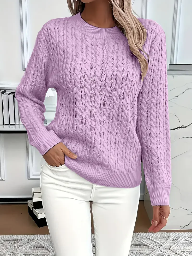 Women's Sweatshirt – Classic Fit – Cable Knit – Woollook – Long Sleeves - Image 4