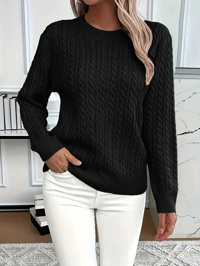 Women's Sweatshirt – Classic Fit – Cable Knit – Woollook – Long Sleeves - Image 5
