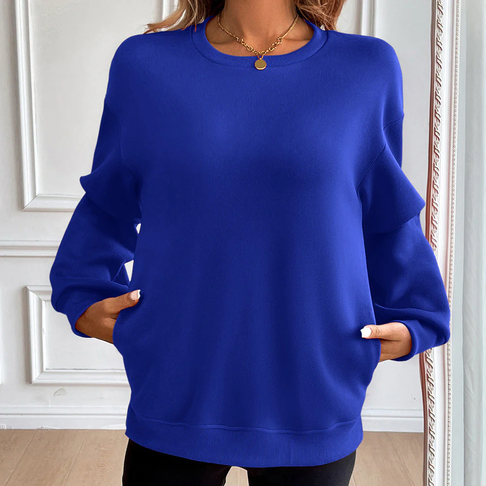 Women's Sweatshirt – Loose Fit – Round Neck – Long Sleeve – Soft Cotton Blend - Image 2