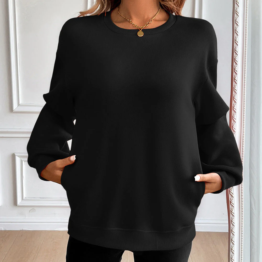 Women's Sweatshirt – Loose Fit – Round Neck – Long Sleeve – Soft Cotton Blend - Image 3