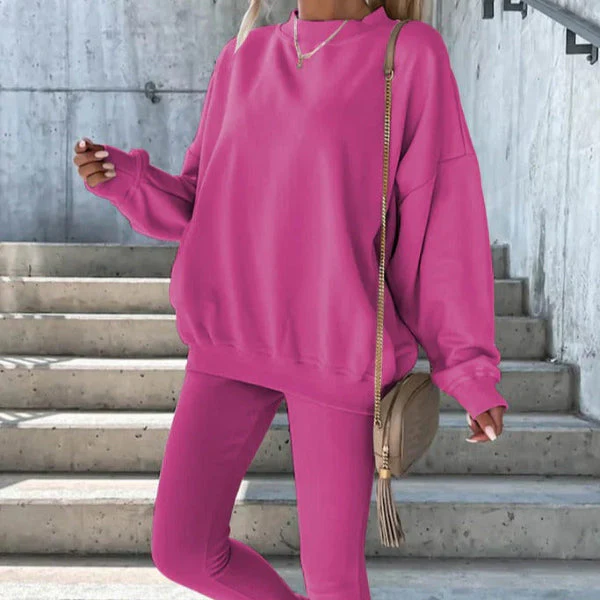 Women's Sweatshirt – Oversized Fit – Crew Neck – Ribbed Cuffs – Casual Comfort - Image 2