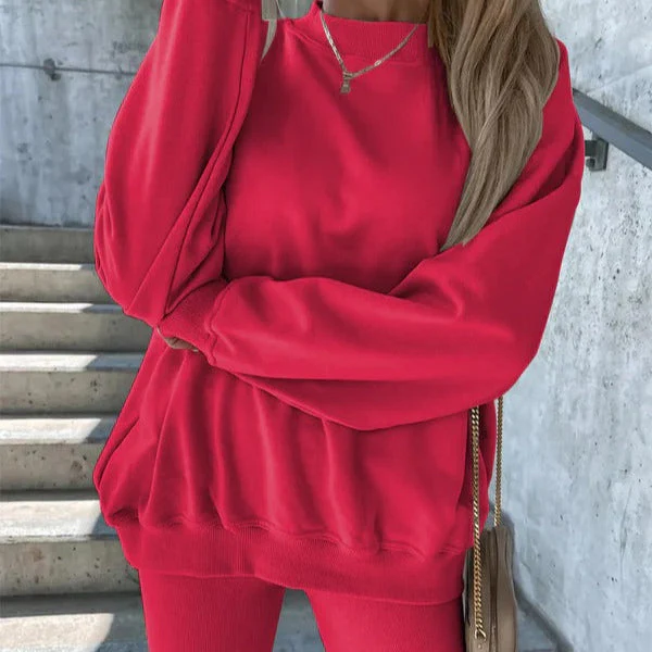 Women's Sweatshirt – Oversized Fit – Crew Neck – Ribbed Cuffs – Casual Comfort - Image 4