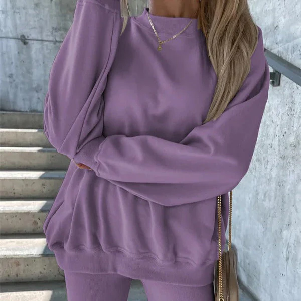 Women's Sweatshirt – Oversized Fit – Crew Neck – Ribbed Cuffs – Casual Comfort - Image 5
